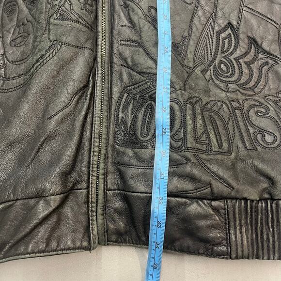 VTG Leather Scarface Movie Jacket Movie Hip Hop Mens 5XL Black Tony Montana - Picture 7 of 7